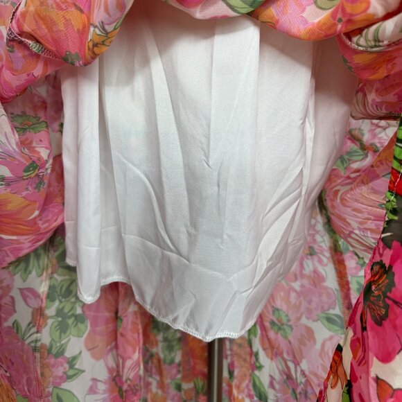 MultiStrap Fairycore Vacation Free People Inspired Pink Floral Maxi Dress Sz L - Picture 7 of 11